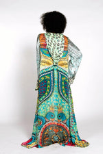 Load image into Gallery viewer, silk designer kimono with front tie detail
