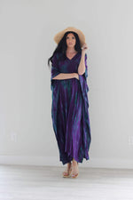 Load image into Gallery viewer, Purple Tie Dyed Kaftan, Maxi Kaftan Dress, Purple Abaya Dress, Plus Size Kaftan Dress
