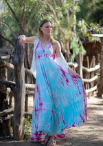 Load image into Gallery viewer, One Size Fits All Dress, blue Kaftan Loungewear, Tie Dyed  Dress, Cruise Dress, Maxi Dress, Shibori Dress
