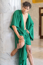 Load image into Gallery viewer, Green Robe For Men, Bath Robe For Men, groomsmen robe
