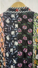 Load image into Gallery viewer, Boho Quilted Patchwork Jacket, Cotton kantha Jacket, Vintage Black Cotton Quilted Jacket, Reversible Women&#39;s Boho Coat, sustainable Gift
