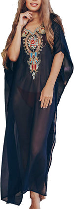 Load image into Gallery viewer, Black Kaftan Dress, Black Kaftan Dress, Long Boho Dress

