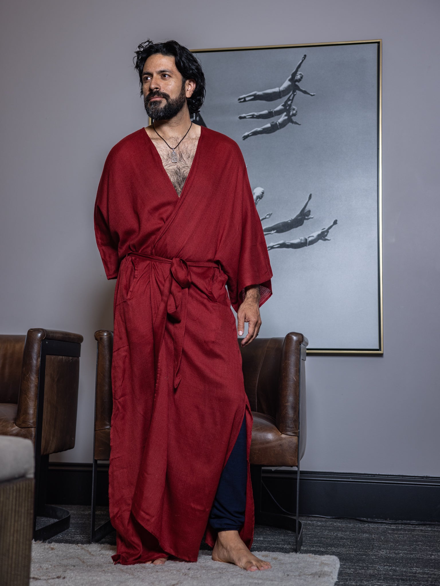 Red Cashmere Robe for Men - Supreme Comfort and Timeless Elegance | Perfect Gift for Him