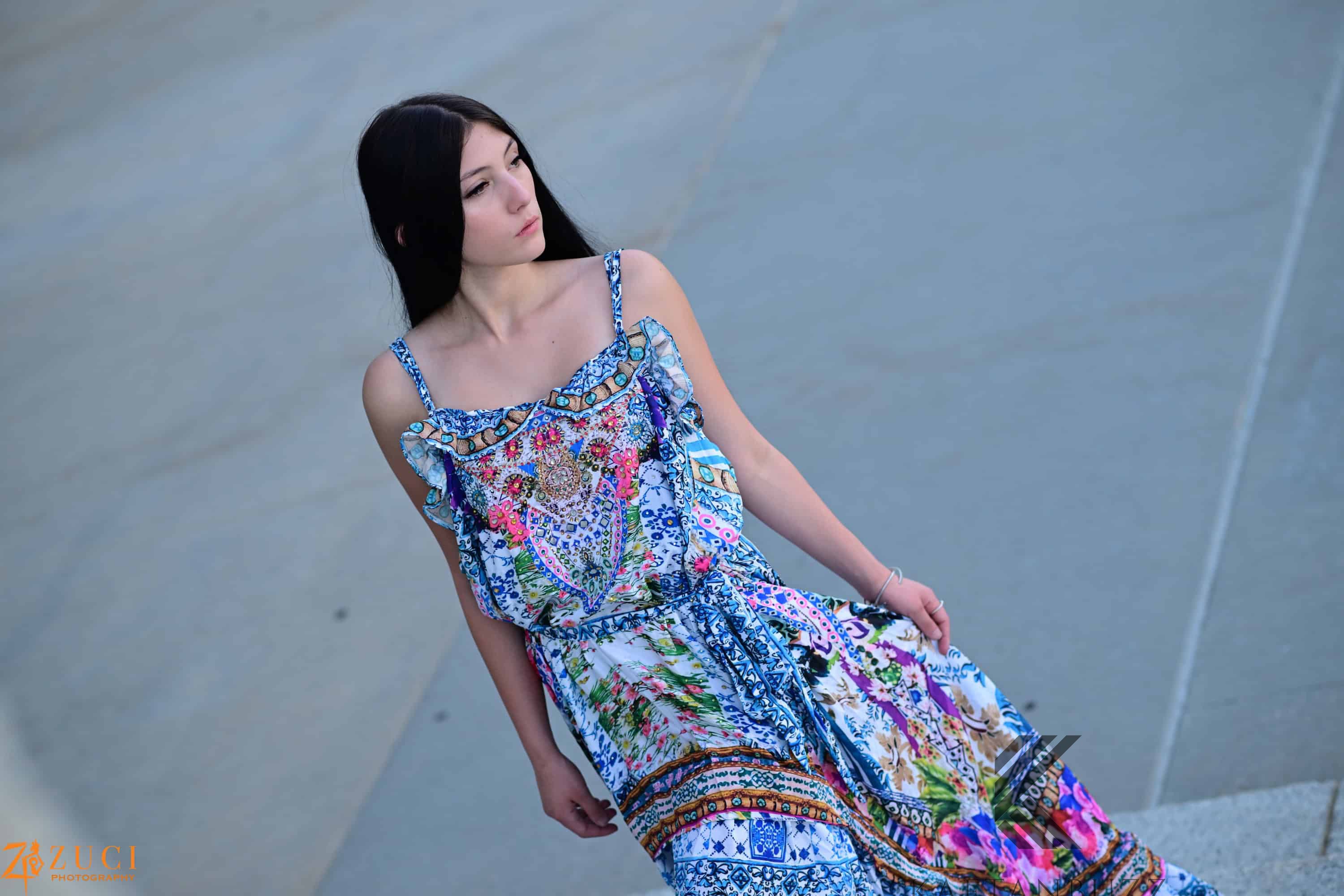 Floral Print bohemian High Low goddess Dress with belt for Beach & Outdoor