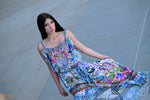 Load image into Gallery viewer, Floral Print bohemian High Low goddess Dress with belt for Beach &amp; Outdoor
