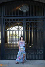 Load image into Gallery viewer, Floral Print bohemian High Low goddess Dress with belt for Beach &amp; Outdoor
