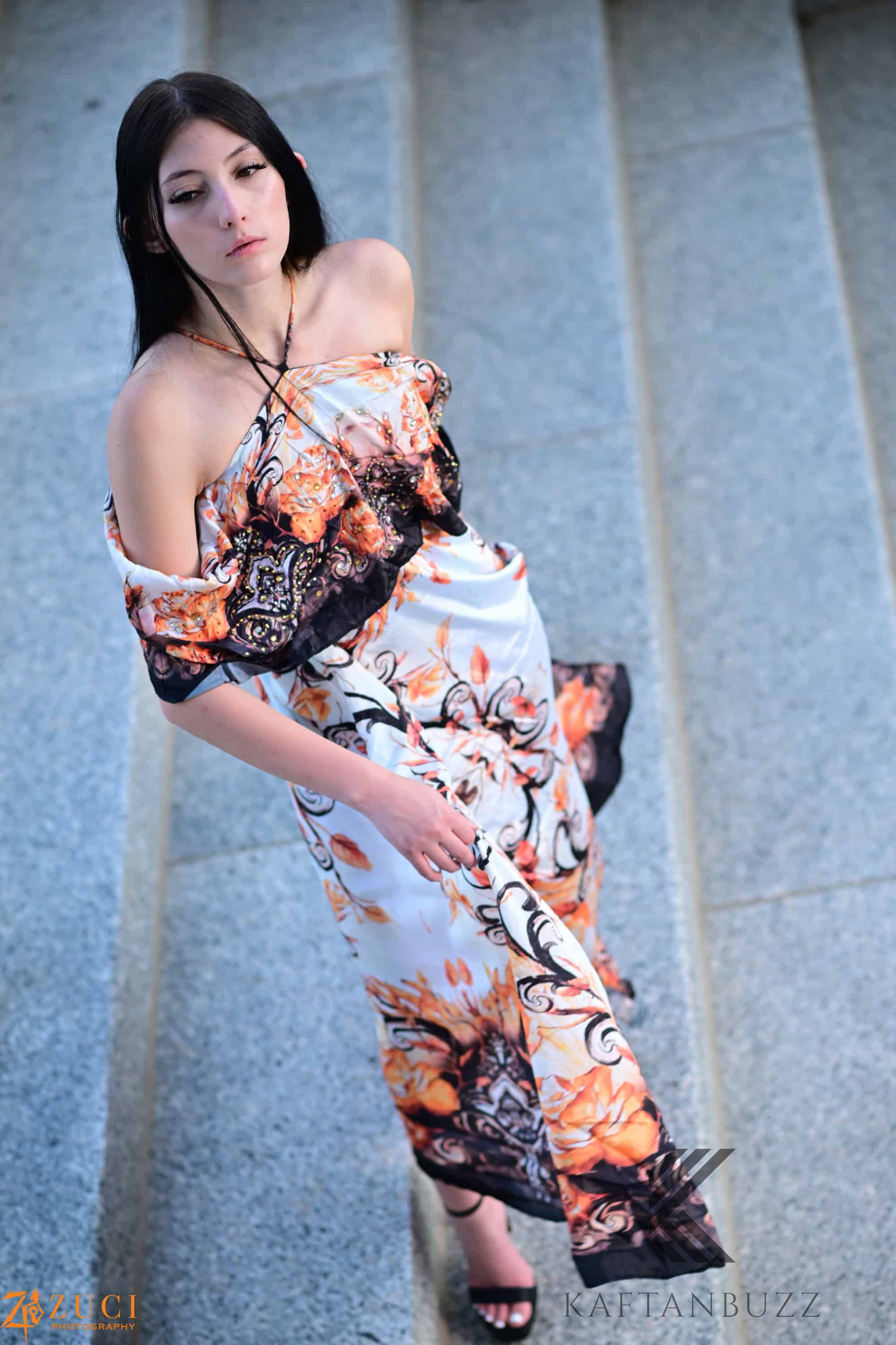 Off-the-Shoulder Formal Kaftan Dress with Floral Patterns | Elegant Scroll Print | Perfect for Summer Evenings, caftan, long maxi dress