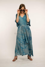 Load image into Gallery viewer, Arctic blue caftan dress for women
