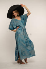 Load image into Gallery viewer, Arctic blue caftan dress for women
