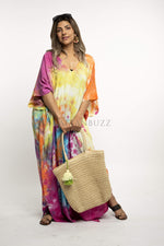 Load image into Gallery viewer, rainbow Caftan For Women, Plus Size Clothing, Women Loungewear, multicolor dress
