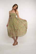 Load image into Gallery viewer, Off shoulder Chartreuse floral print dress
