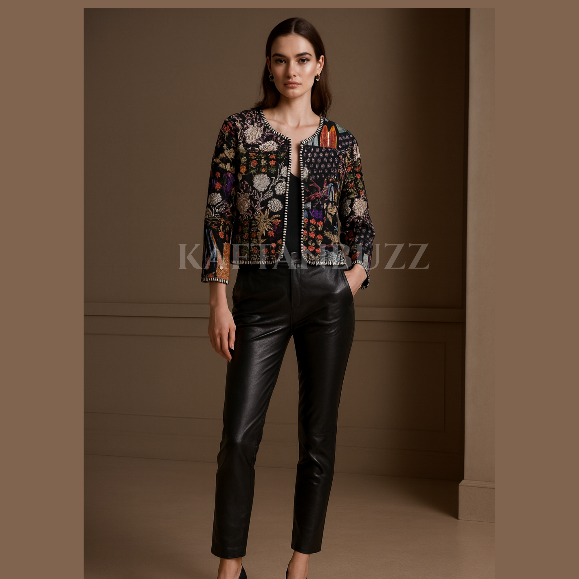 Boho Quilted Patchwork Jacket, Cotton kantha Jacket, Vintage Black Cotton Quilted Jacket, Reversible Women's Boho Coat, sustainable Gift