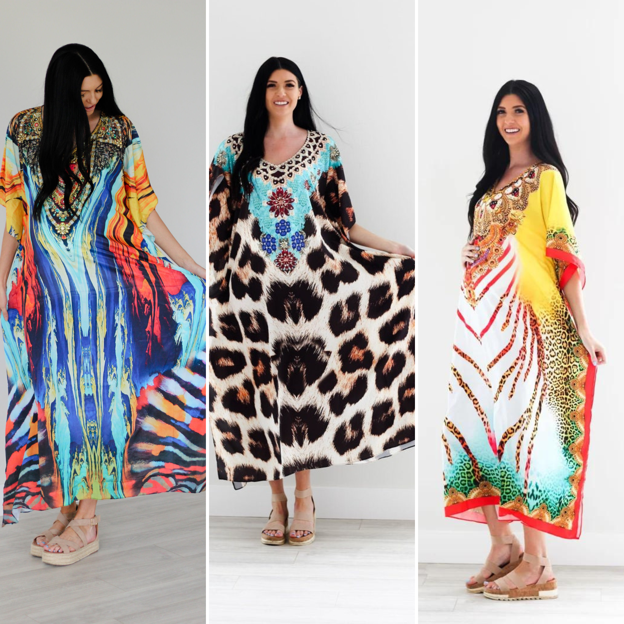 Pack Of 3 Caftans For Women, Bachelorette Dress, Plus Size Kaftan