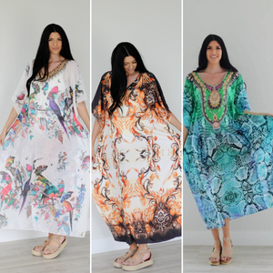 Pack Of 3 Caftans For Women, embellished caftan dresses