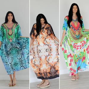 Pack Of 3 Caftans For Women, embellished caftan dresses