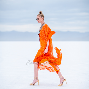 Pinch tie dye, Kaftan Maxi Dress, Women Kaftan, orange caftan