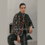 Load image into Gallery viewer, Handcrafted black cotton quilted patchwork jacket with vintage kantha stitching, reversible boho coat for women
