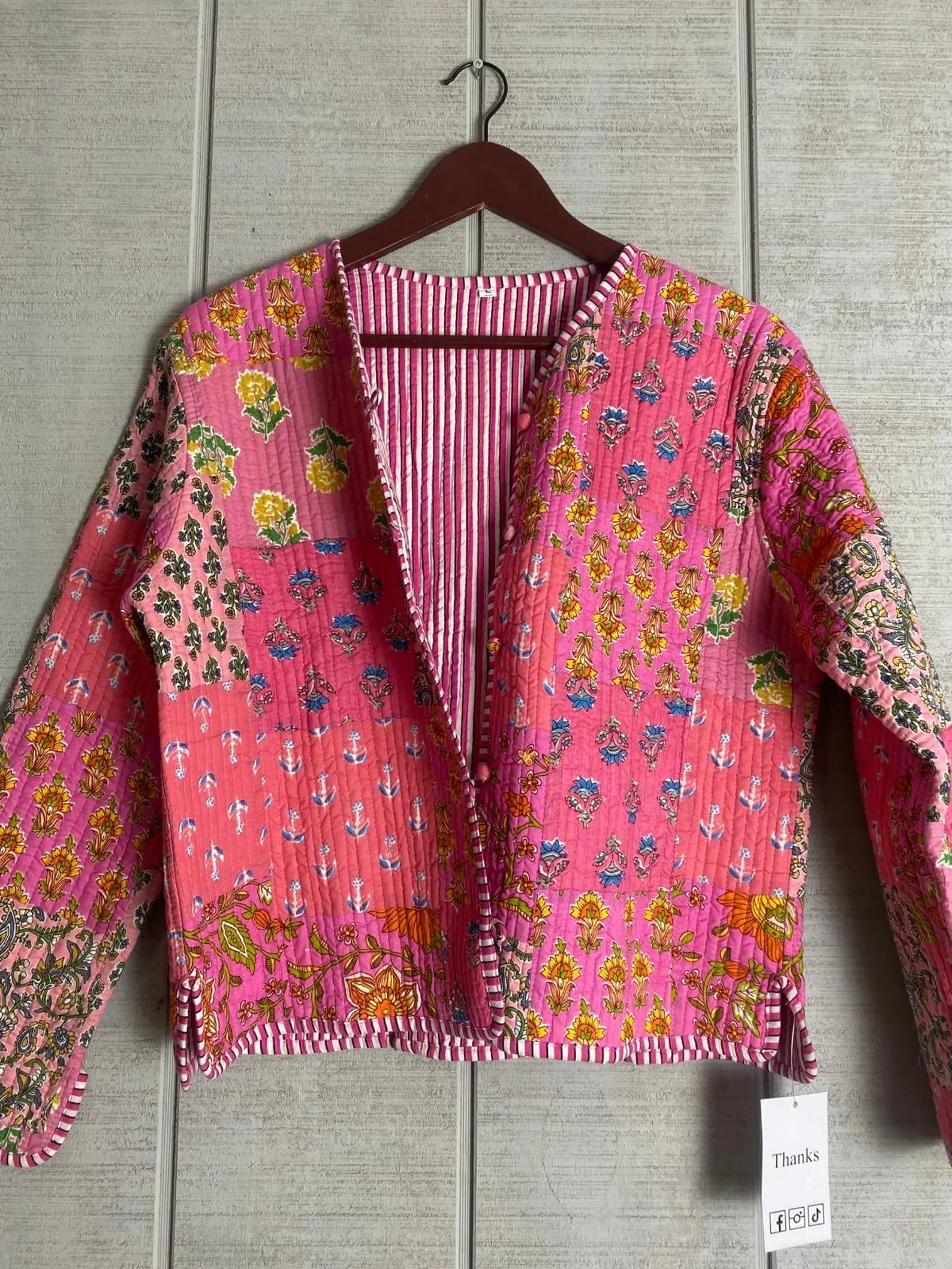 Boho Quilted Patchwork Jacket, Cotton kantha Jacket, Vintage Black Cotton Quilted Jacket, Reversible Women's Boho Coat, sustainable Gift (Copy) (Copy)