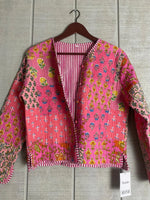 Load image into Gallery viewer, Boho Quilted Patchwork Jacket, Cotton kantha Jacket, Vintage Black Cotton Quilted Jacket, Reversible Women&#39;s Boho Coat, sustainable Gift (Copy) (Copy)
