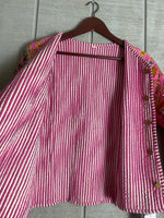 Load image into Gallery viewer, Boho Quilted Patchwork Jacket, Cotton kantha Jacket, Vintage Black Cotton Quilted Jacket, Reversible Women&#39;s Boho Coat, sustainable Gift (Copy) (Copy)
