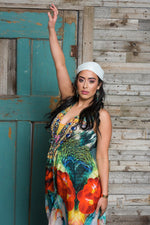 Load image into Gallery viewer, Hibiscus Kaftan Dress, Maxi Caftan Dress, Loungewear Dress, Art Kaftan, Plus Size Clothing, Oversized Kaftan, Loose Dress, Bohemian Clothing
