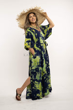 Load image into Gallery viewer, Plus Size Clothing, Tie Dye Kaftan, Caftan Women, Emerald Green kaftan Dress, Caftan, Plus Size Loungewear
