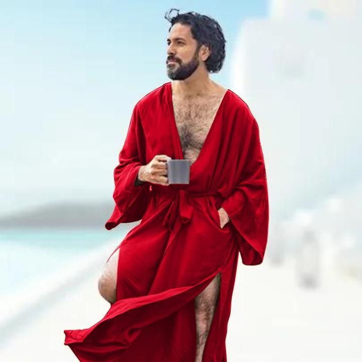 Red Men’s Kimono Robe | Valentine’s Day Gift, Luxury Bathrobe & Loungewear
