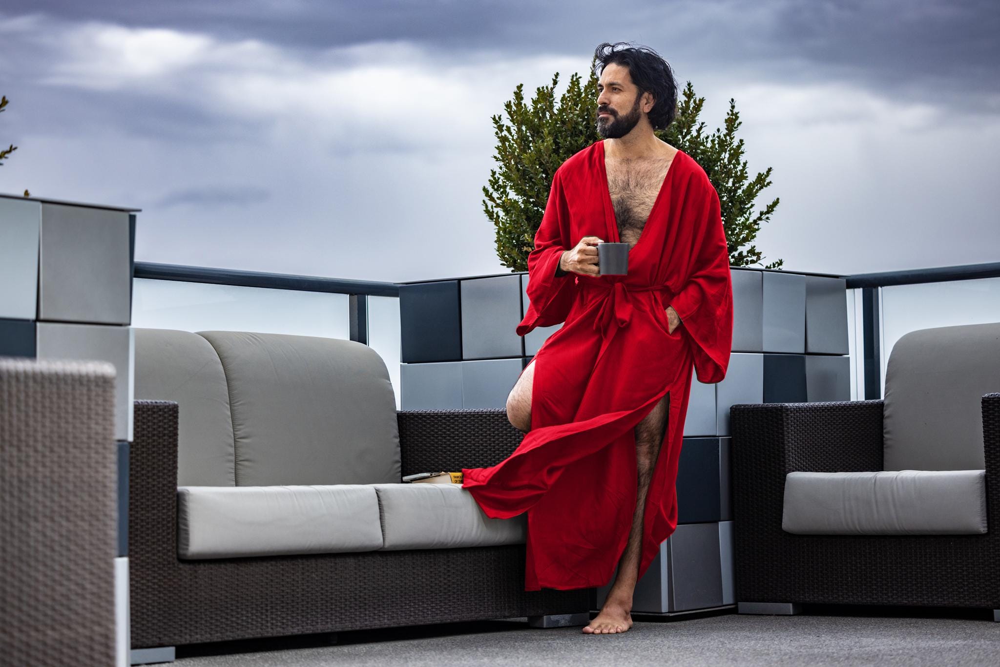 Red Men’s Kimono Robe | Valentine’s Day Gift, Luxury Bathrobe & Loungewear