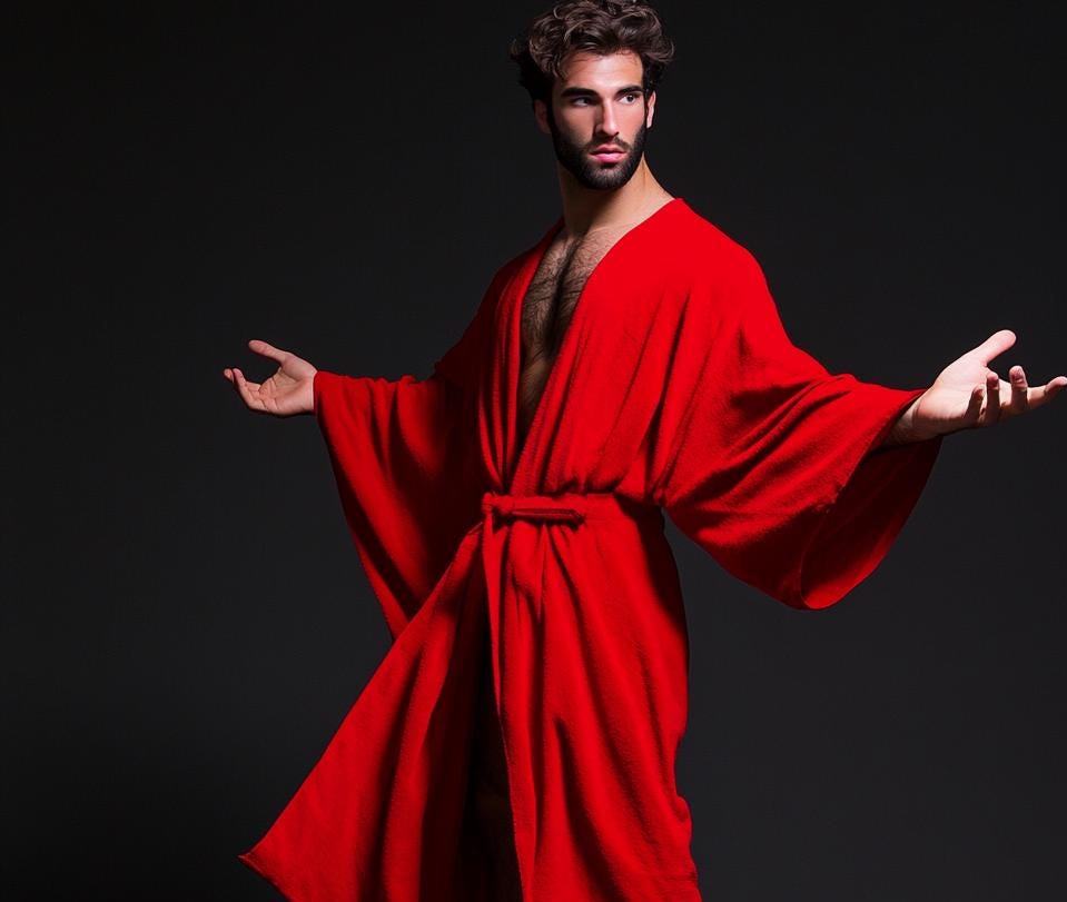 Red Men’s Kimono Robe | Valentine’s Day Gift, Luxury Bathrobe & Loungewear