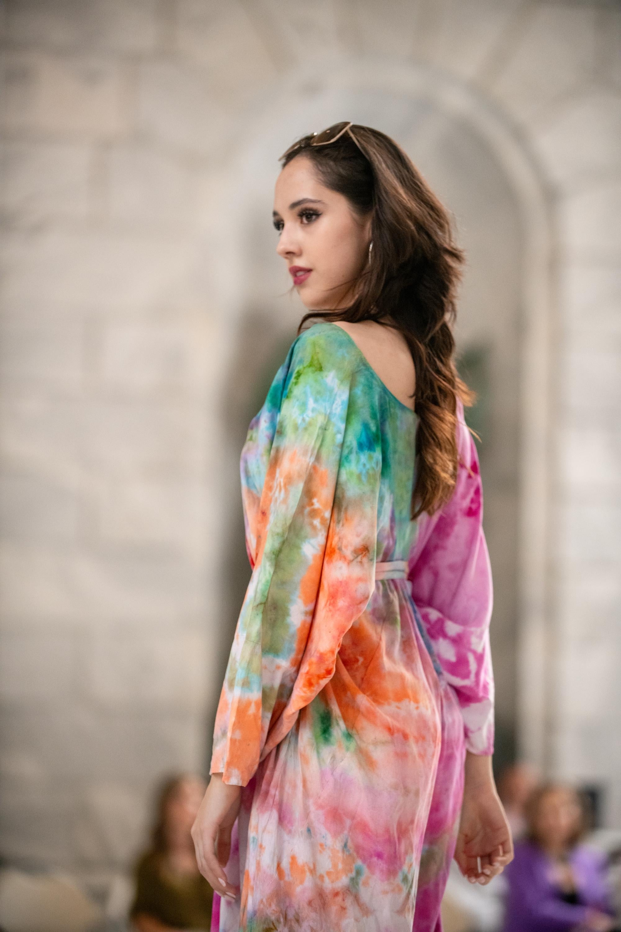 Hand-Dyed Rainbow Caftan | One-of-a-Kind Tie-Dye Boho Kimono Dress