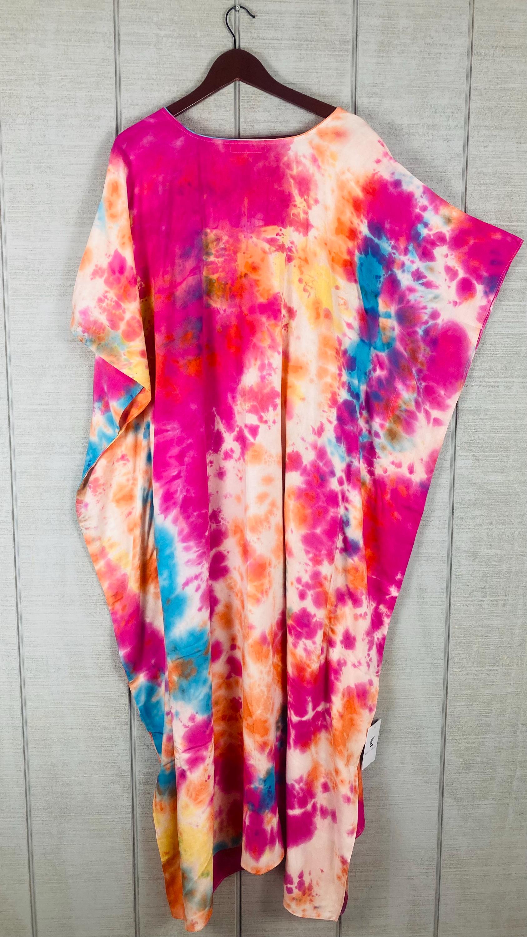 Sunset Carnival Hand-Dyed Kaftan | Plus Size Tie-Dye Boho Maxi Dress