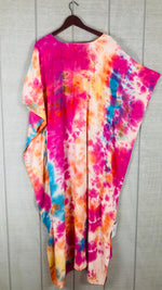 Load image into Gallery viewer, Sunset Carnival Hand-Dyed Kaftan | Plus Size Tie-Dye Boho Maxi Dress

