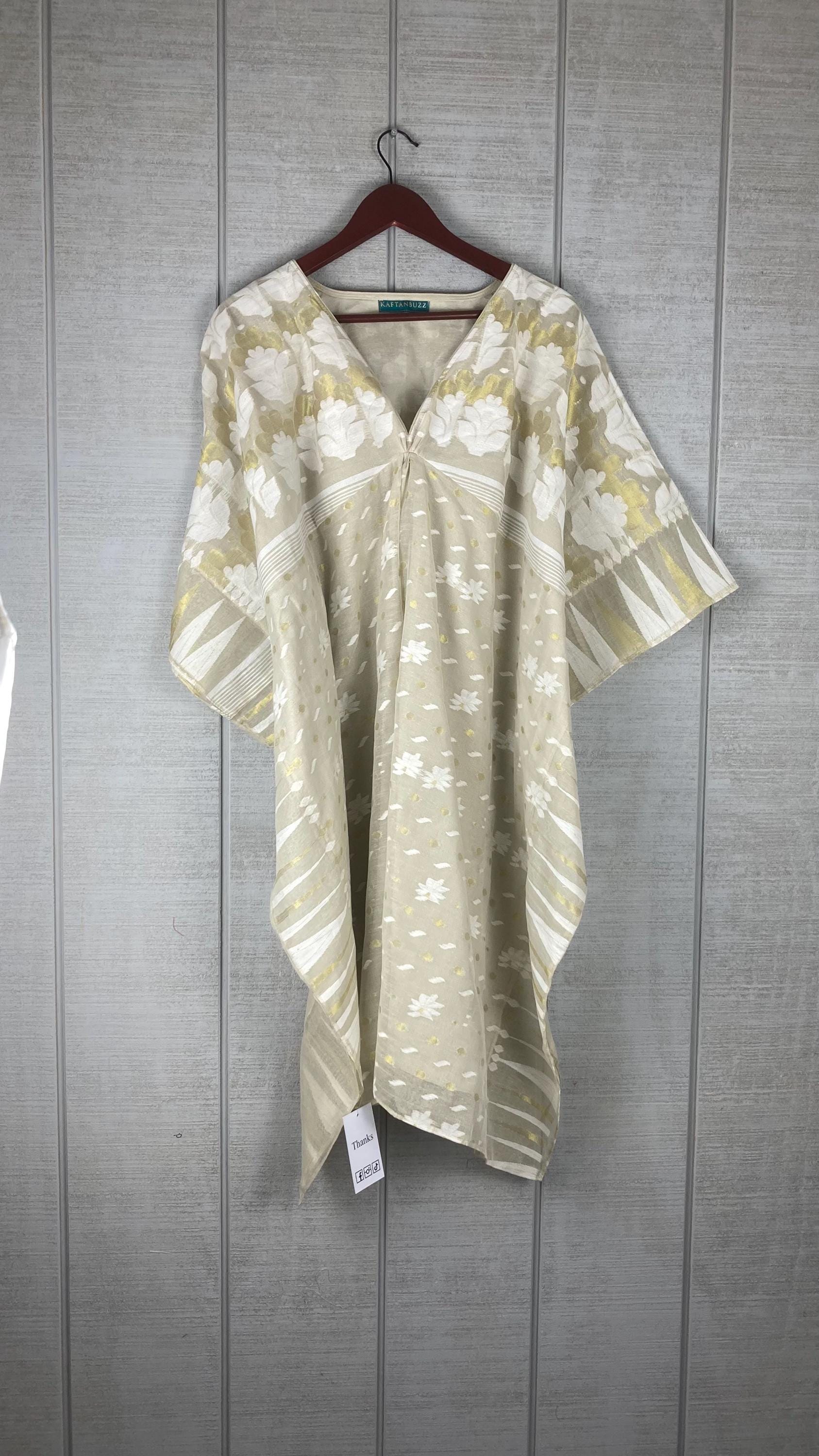 Cotton Caftan Short Dress | Plus Size Indian Floral Summer Kaftan