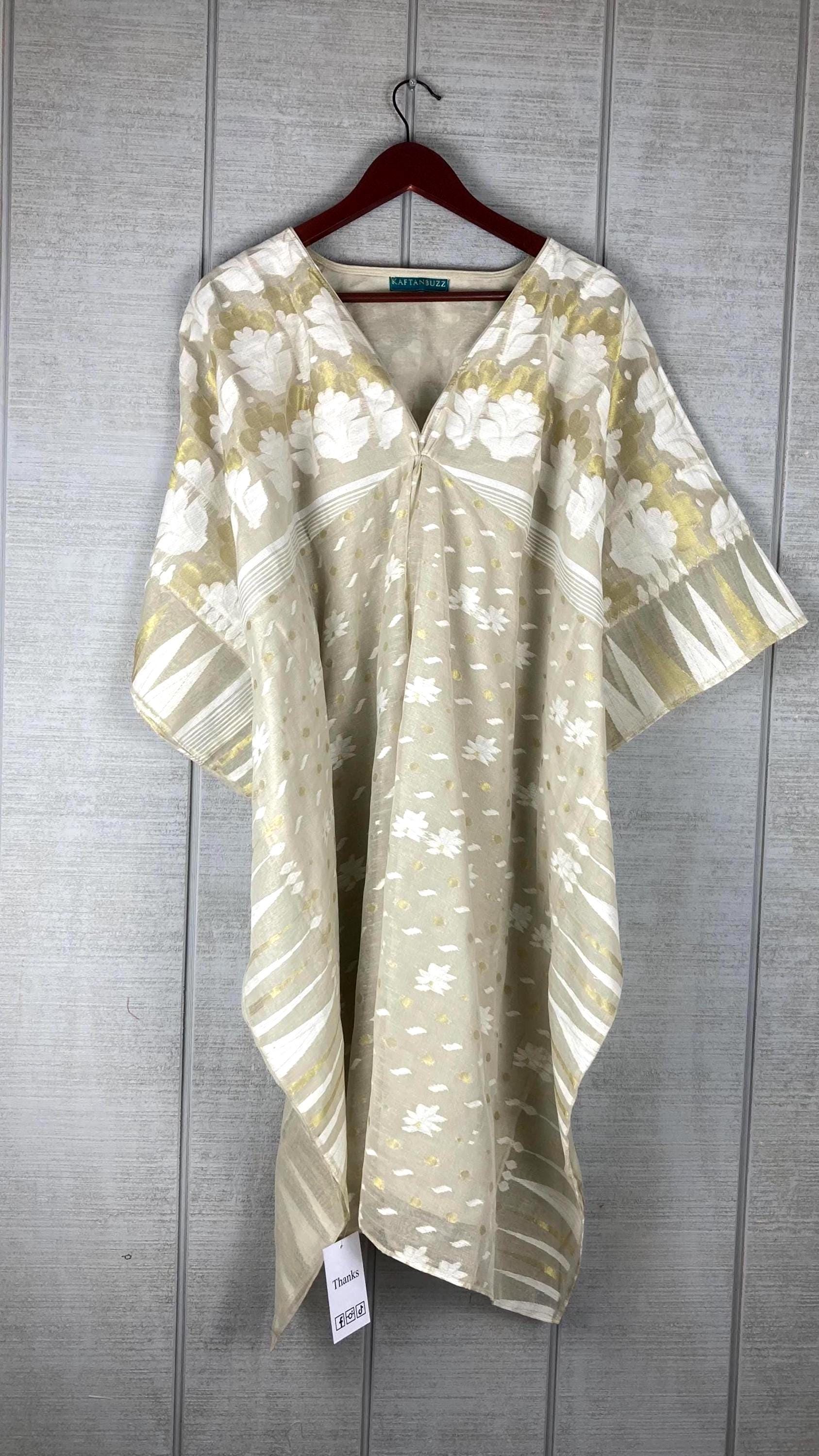 Cotton Caftan Short Dress | Plus Size Indian Floral Summer Kaftan