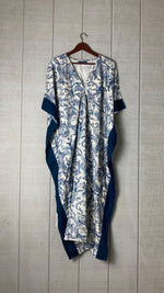 Load image into Gallery viewer, Blue Paisley Print Long Kaftan | Lightweight Boho Lounge &amp; Resort Dress
