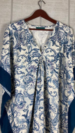 Load image into Gallery viewer, Blue Paisley Print Long Kaftan | Lightweight Boho Lounge &amp; Resort Dress
