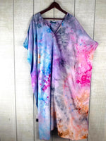 Load image into Gallery viewer, Hand-Dyed Galaxy Tie-Dye Caftan | Purple Pink Blue Plus Size Maxi Dress

