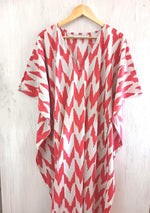 Load image into Gallery viewer, Red &amp; White Chevron Cotton Kaftan | Boho Plus Size Maxi Dress
