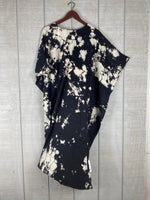 Load image into Gallery viewer, Black Cotton Kaftan Dress | Boho Tie-Dye Plus Size Lounge &amp; Beachwear
