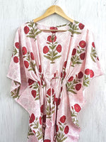 Load image into Gallery viewer, Poppy Hand Block Cotton Kaftan | Flowy Plus Size Boho Fall Maxi Dress
