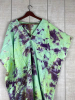 Load image into Gallery viewer, Green Cotton Kaftan Dress | Plus Size Boho Tie-Dye Lounge &amp; Beachwear
