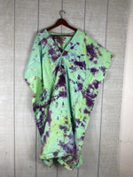 Load image into Gallery viewer, Green Cotton Kaftan Dress | Plus Size Boho Tie-Dye Lounge &amp; Beachwear
