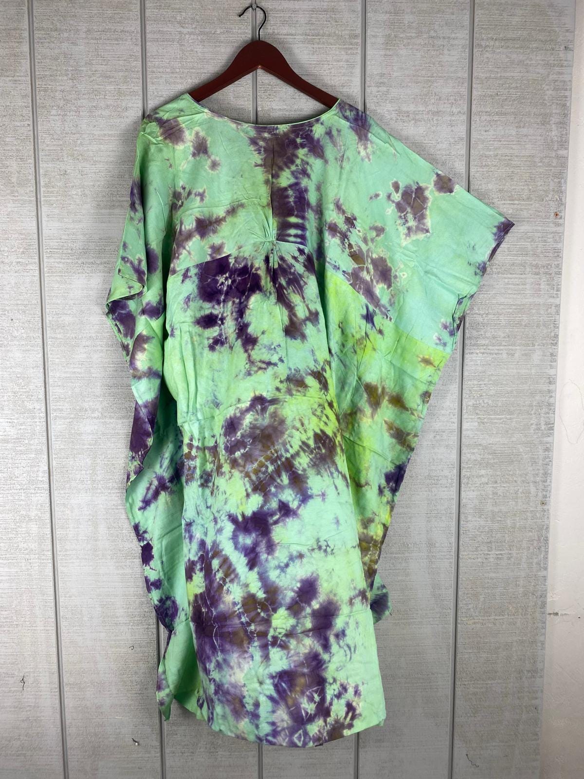 Green Cotton Kaftan Dress | Plus Size Boho Tie-Dye Lounge & Beachwear
