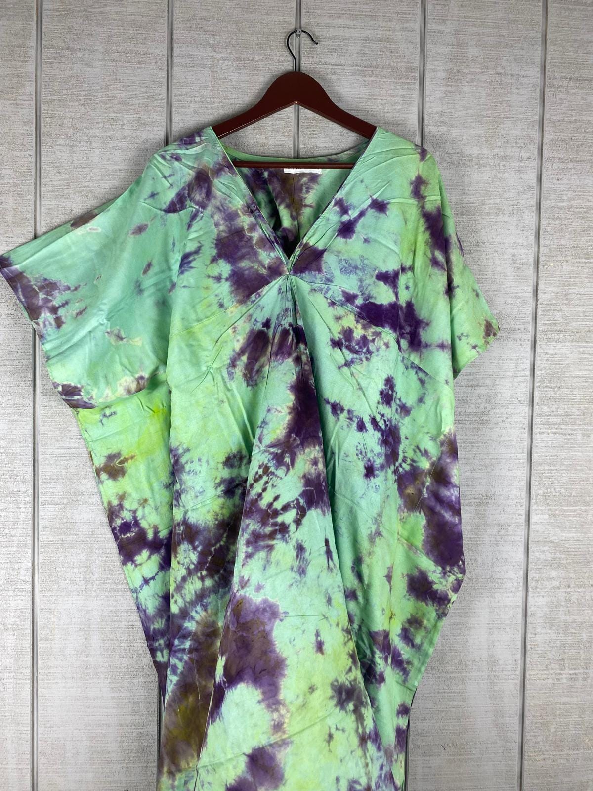 Green Cotton Kaftan Dress | Plus Size Boho Tie-Dye Lounge & Beachwear