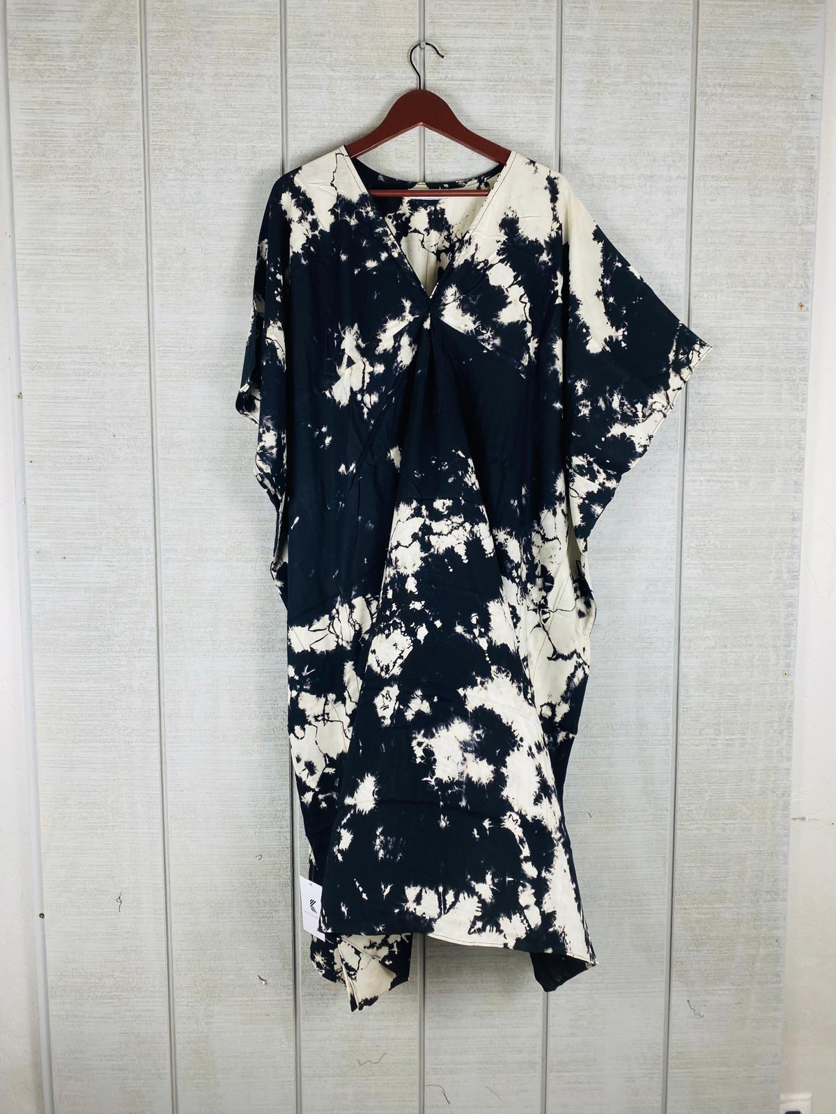 Black Cotton Kaftan Dress | Boho Tie-Dye Plus Size Lounge & Beachwear