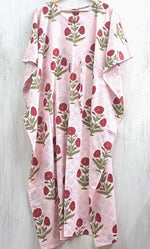 Load image into Gallery viewer, Poppy Hand Block Cotton Kaftan | Flowy Plus Size Boho Fall Maxi Dress
