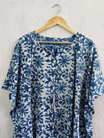 Load image into Gallery viewer, Floral Cotton Caftan | Flowy Boho Plus Size Maxi Dress with Cinched Waist
