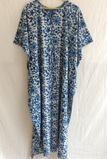 Load image into Gallery viewer, Floral Cotton Caftan | Flowy Boho Plus Size Maxi Dress with Cinched Waist
