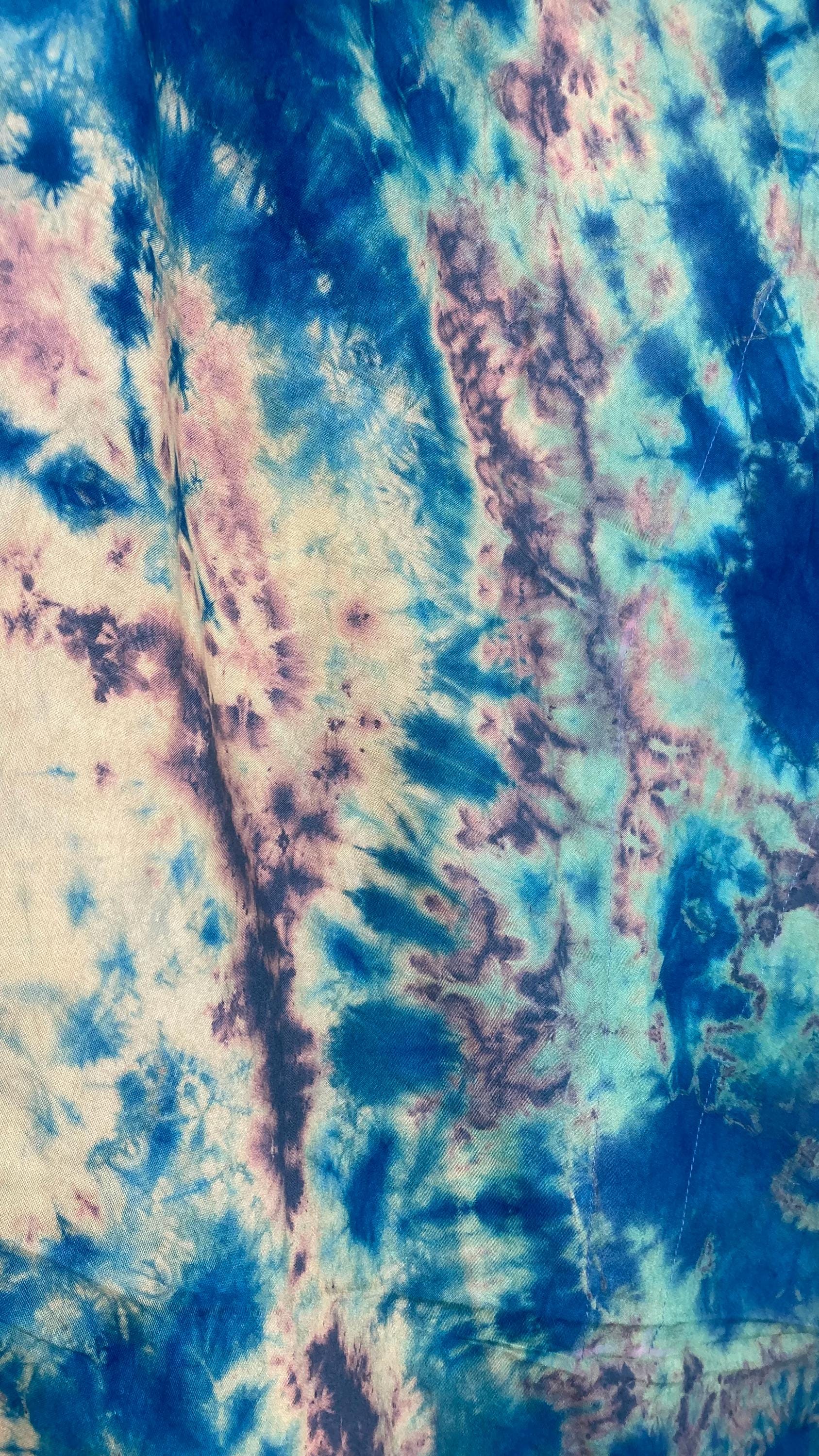 Ocean Wave Tie Dye Kaftan Dress for Women | Boho Plus Size Cotton Mumu