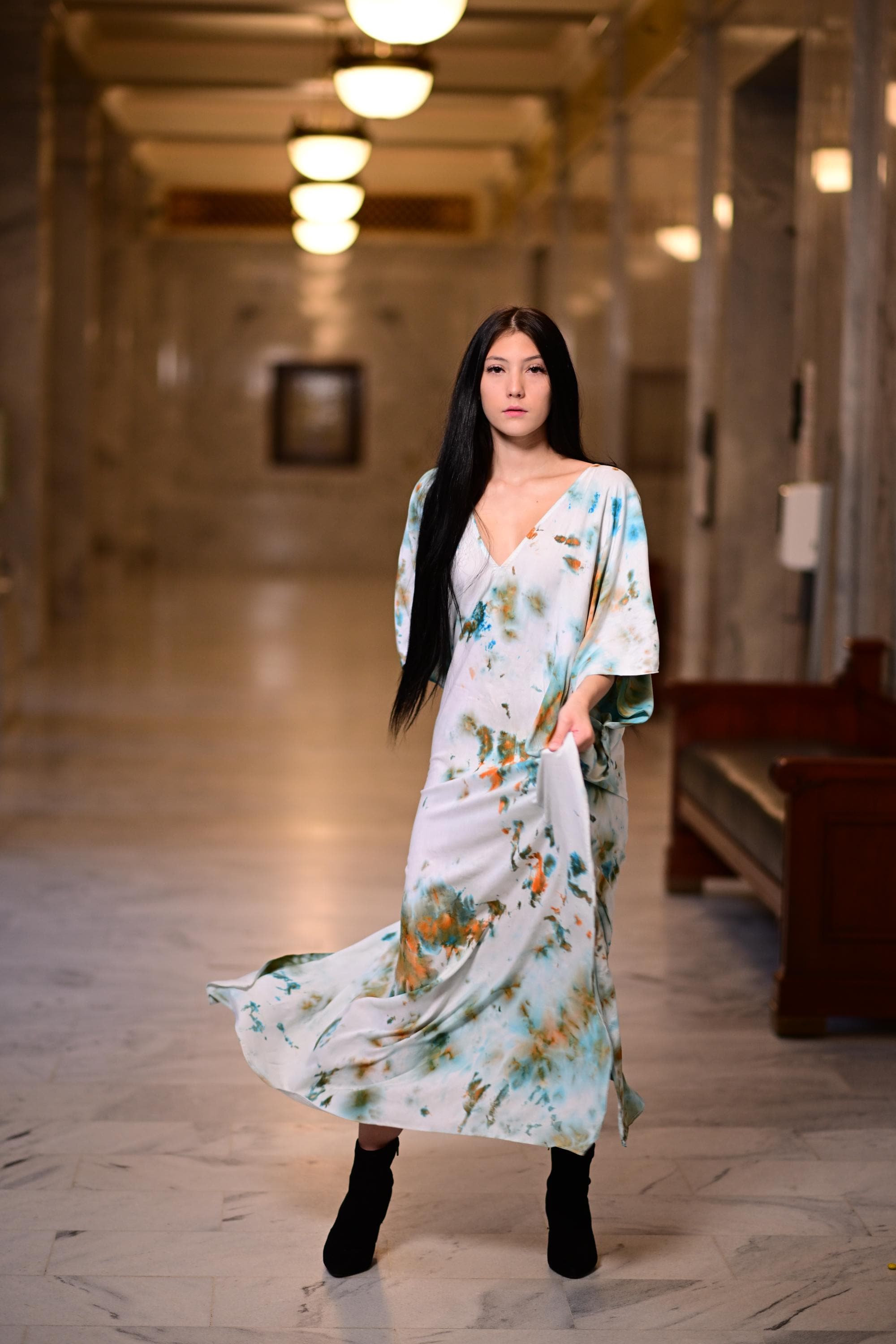 Tie Dye Plus Size Kaftan Dress | Oversized Luxury Vacation & Fall Style Outfit